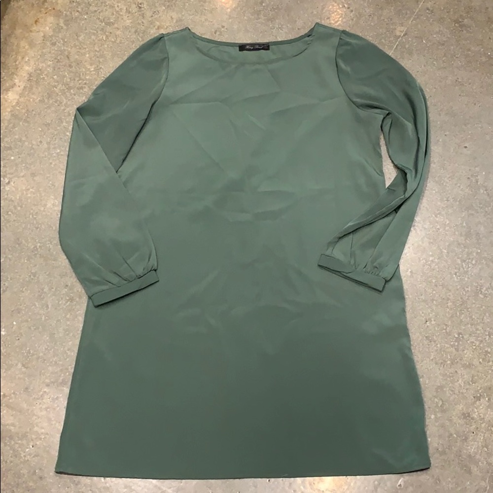 Green Slip on Satin Dress